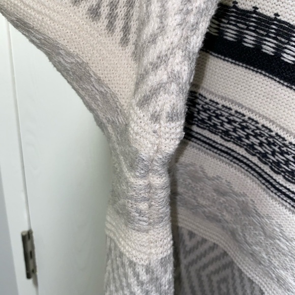 Women's Chaps Gray Black White Cream Mock Neck Pullover Knit Stripe Sweater  XL‎ - Picture 3 of 10